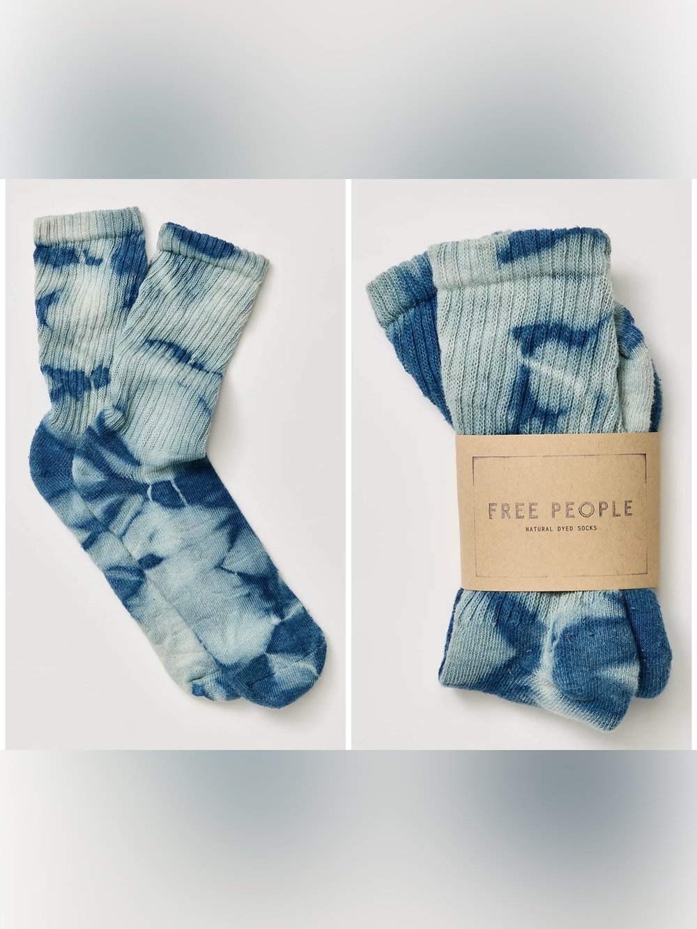 NWT Free People Natural Tie-Dyed Socks - indigo - one size
